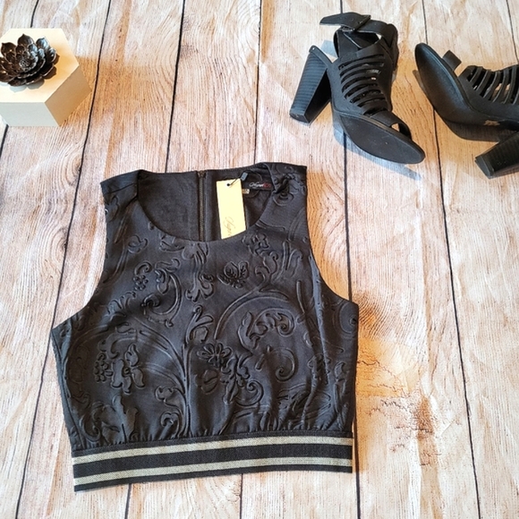 Sleeveless Jacquard Print Crop Top NWT✨️ - Picture 2 of 14